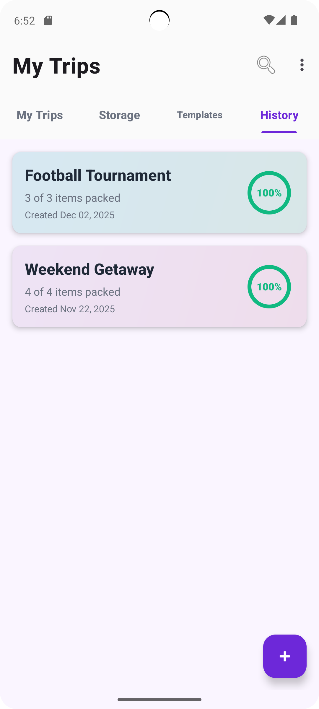 PicPack App - Packing History